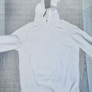 Women's White Ivory Hooded Pullover Sweater Marled Reunited Clothing Med. NWT